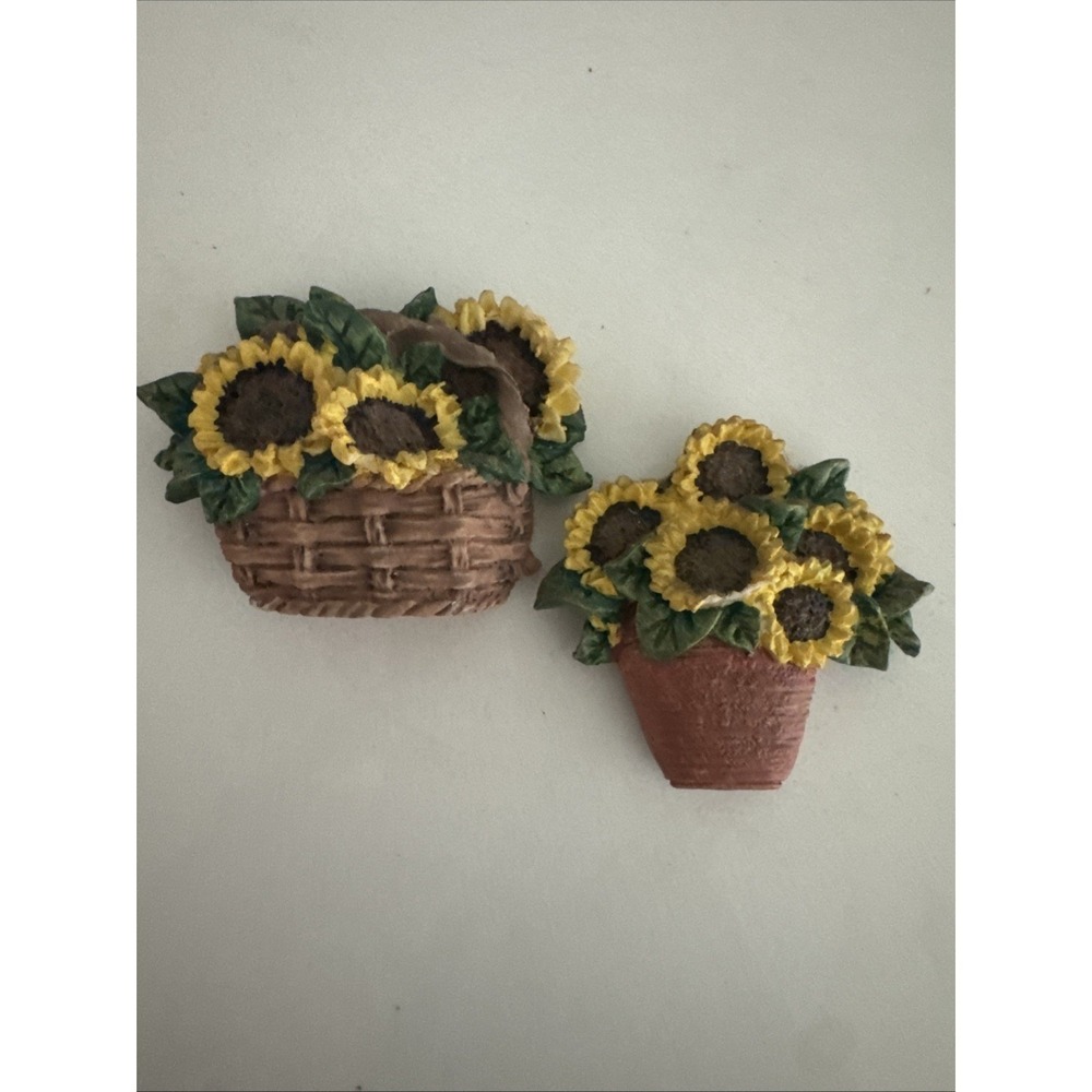 VTG Sunflower Ganz Refrigerator Magnets Cottage Core Country Kitchen